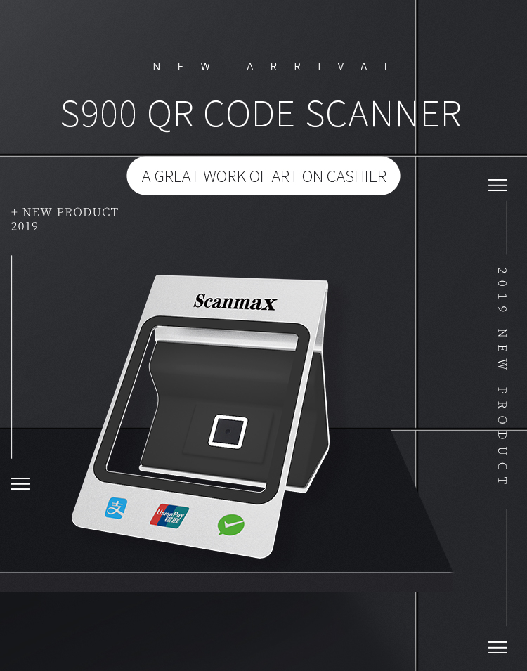 S900 Escritorio 2D Lector de Códigos QR Para Pagos Móviles Para Escanear Códigos de Barras de Pantalla