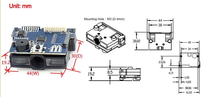 LV12 Motor de la Exploración del Módulo USB del Escáner del Código de Barras de 1D Arduino para los Dispositivos de Bolsillo