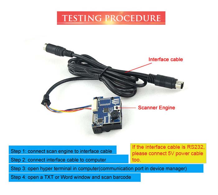 LV12 Motor de la Exploración del Módulo USB del Escáner del Código de Barras de 1D Arduino para los Dispositivos de Bolsillo