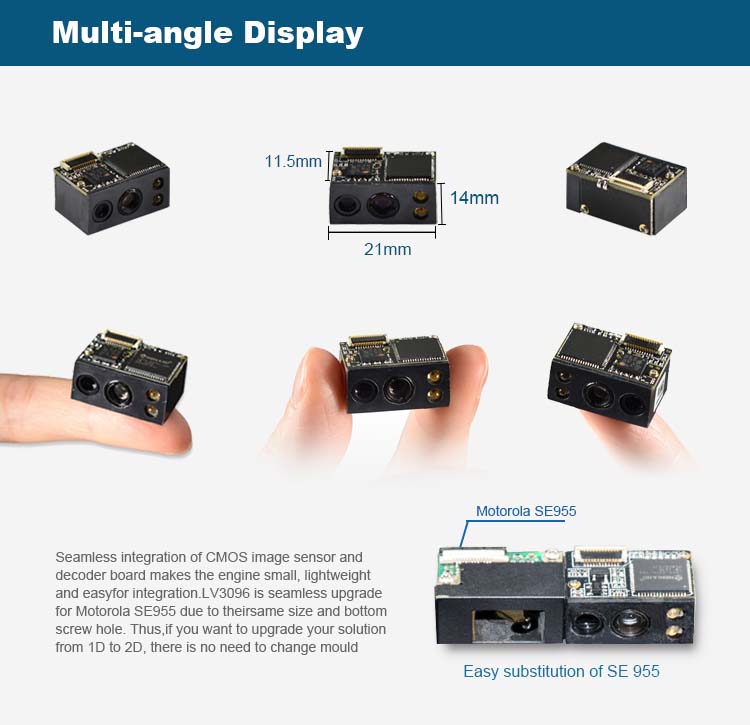 LV3096 Mini OEM 2D Módulo de escáner de códigos de barras para terminales pequeños