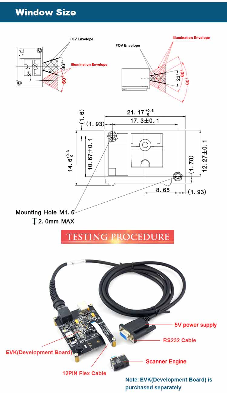 LV3096 Mini OEM 2D Módulo de escáner de códigos de barras para terminales pequeños