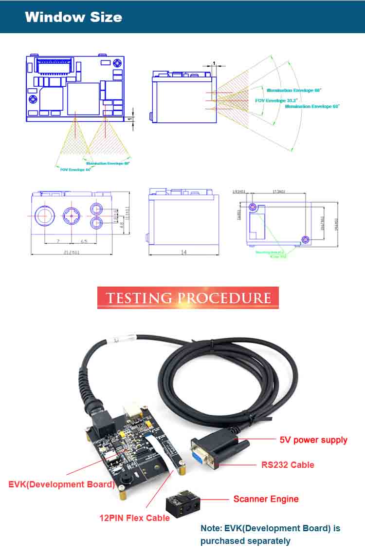 LV3296 Motor de Escaneo OEM Módulo de Escáner de Código QR 2D Para Android PDA