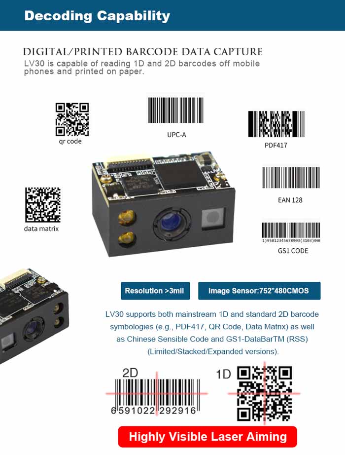 Motor de escaneo 2D mini imagen LV30