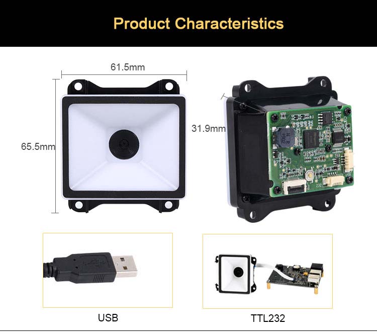 Escáner de código QR de montaje fijo RD4300