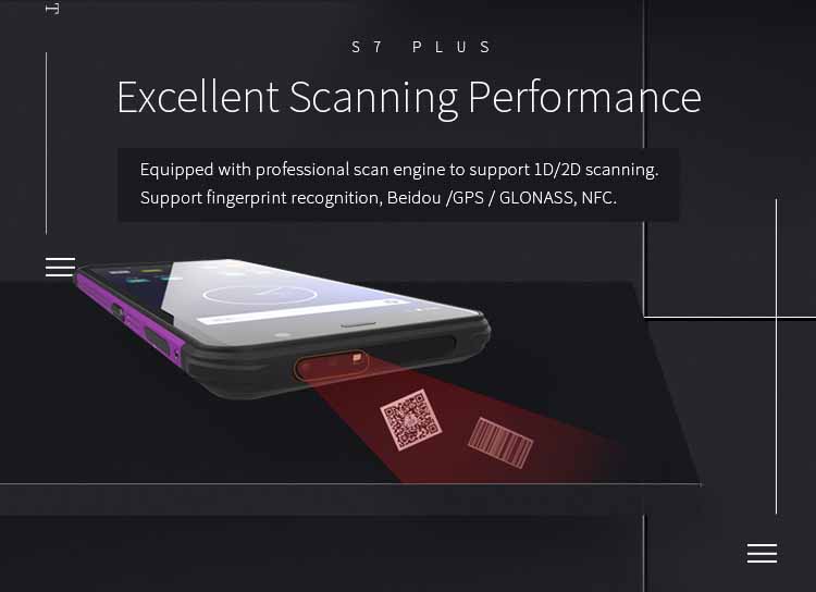 Escáner de código de barras PDA de mano con pantalla táctil S7 PLUS para Android