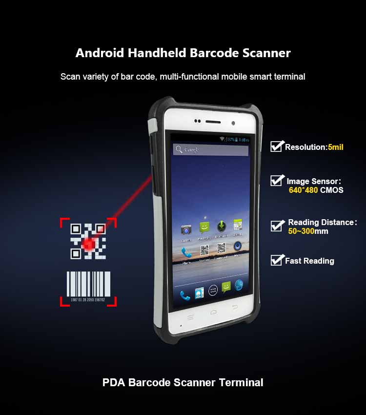 S2 Computadora De Mano Robusta Android 5.1 NFC RFID Escáner de Código de Barras de Datos PDA con Bluetooth Para la Logística