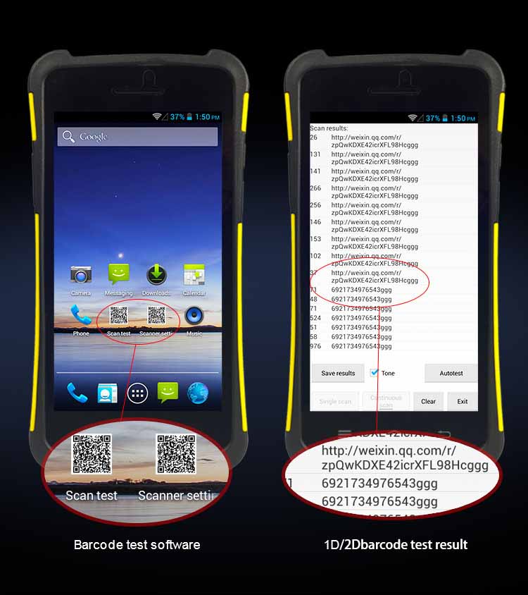 Rakinda S1 Android de Mano 1D 2D Escáner de Código de Barras PDA con Pantalla Grande