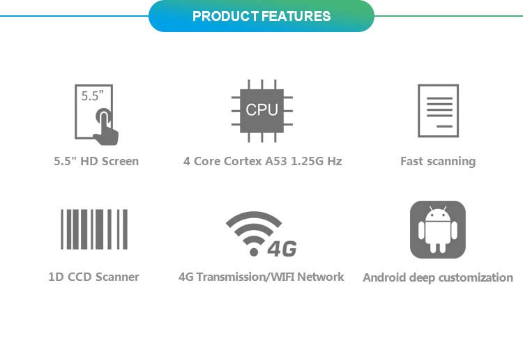 S4 Android POS Impresora Térmica del Escáner de Código de Barras de la Posición para el Restaurante